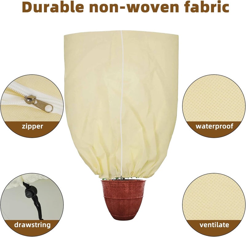DINGBAI Plant Cover, Plant Protector, 4 Pack 39.3 * 31.8 inch Winter Frost Fabric Blanket, Two-Way with Drawstring for Outdoor Plants, Protects Against Cold Frost and Wind Damage. - Image 5